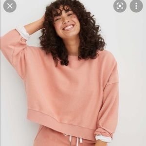 Aerie Cropped Corded Sweatshirt | Size XS